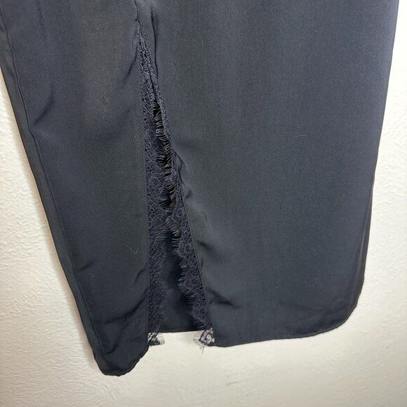 Superdown Women's Black Midi Dress Size XS Lace Fitted Black Side Slit - Picture 4 of 8